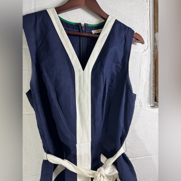 Boden Josie Dress in Navy Blue Classic Size 12 with Belt Pristine Condition - Picture 4 of 10